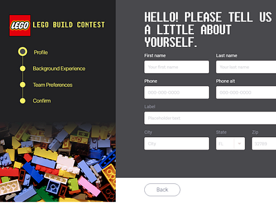 Sign up page for a Lego build contest adobe xd branding dailyui design photoshop uichallenge web