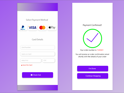 Day 2 of UI Challenge. Credit Card Checkout adobexd dailyui mobile app uichallenge