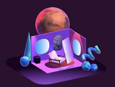 Vaporwave Cat Room Spline 3d cat illustration spline