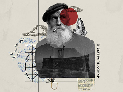 The Fisherman collage design digital graphic design illustration minimal vector