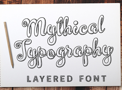 Mythical Typography Font font layered overlapped script shade shadow stipple unique