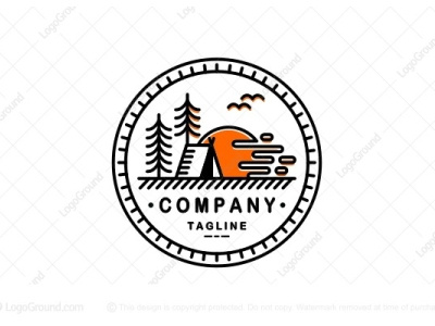 Camping adventure branding camp campground camping design forest icon logo minimal nature sunset