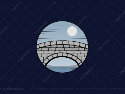 moon bridge architectural architecture architecture logo branding bridge bridge logo bridges design icon logo moon moonlight night sea stone vector