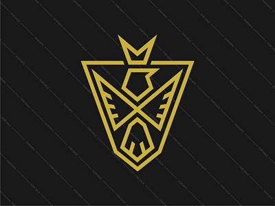 Crown eagle logo bird branding crest crown design eagle falcon gold guard hawk heraldic king line logo luxury security shield technology vector wing