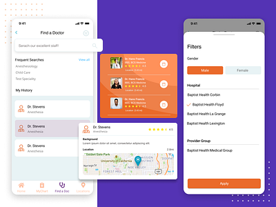 HealthCare App design design app find a doc find a doctor healthcare interactions layout medical mobile app product search ui user experience ux