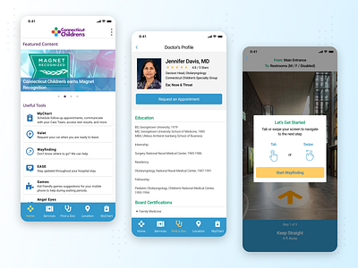 Connecticut Children's doctor profile epicapp find a doctor find care findadoc medical medical care ui uxdesign wayfinding