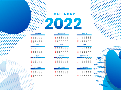 Blue Colour Calendar 2022 Designe Template