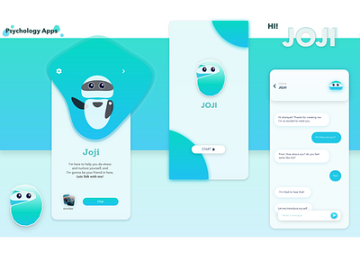JOJI blue bot design gradient health mobile app portfolio ui ui ux