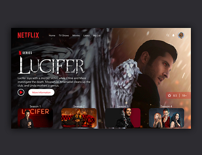 Netflix UI Redesign adobexd application design minimal netflix redesign ui user experience userinterface ux website windows 10