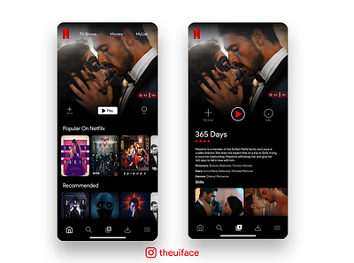 Netflix Mobile UI Redesign adobexd design ios ios app design minimal netflix redesign series streaming app ui userinterface ux web website