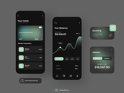 Glassmorphism Cards Dark UI