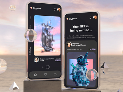 NFT App UI Concept 3d adobexd app appdesign ethereum ui ux
