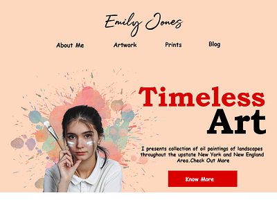Artist's website homepage artist website design