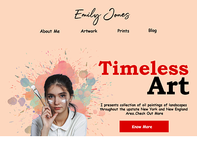 Artist's website homepage