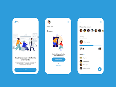 Ajo - Money pooling app design figma product design ui ui design uiux
