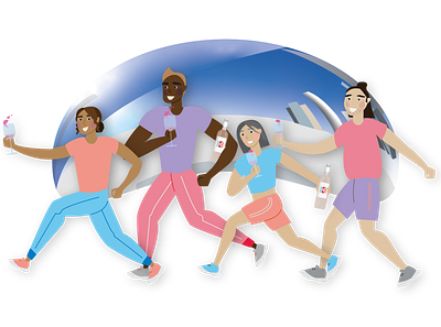 Koja Fit and Run for Rose Chicago branding chicago design fitness fitness illustration illustration people running wine