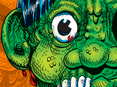 Brute skull zombie melt slime eye illustration toxic