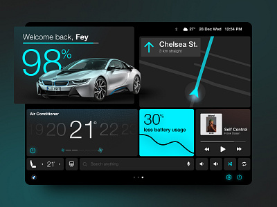 Electric Vehicle Car Assistant Dashboard ui