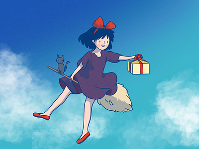 Kiki's Delivery Service anime cloud hand drawn illustration kiki studio ghibli studioghibli texture