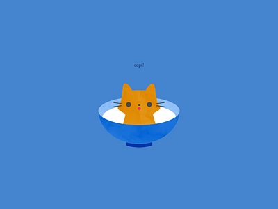 Oops! cat cute illustration milk vector