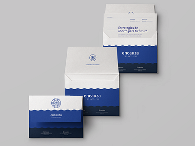 Encauza Consultores blue branding hands identity insurance river stationery