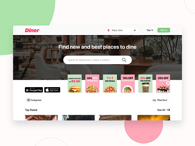 Diner Website ui ui ux ui design ux ux design web application web design website design