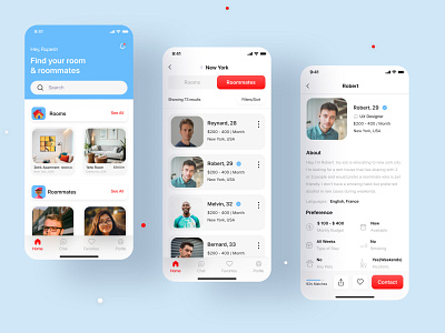 Room & Roommate Finding App app design design find a room find a roommate flat booking interaction design interface ios app iphone minimal minimal design mobile app design property room booking roommate rooms ui ui design ux ux design