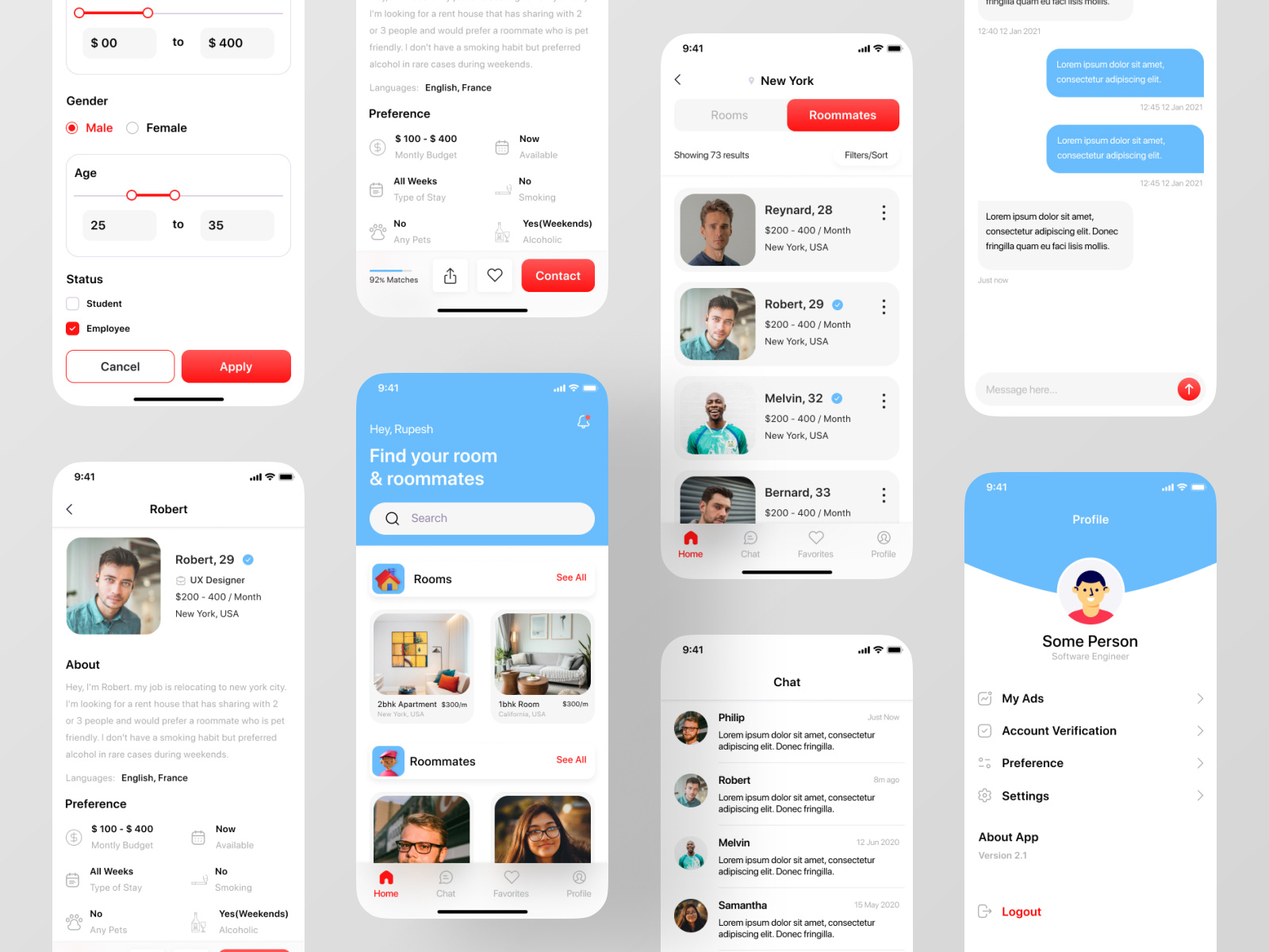 Find Rooms & Roommates App by Rupesh on Dribbble
