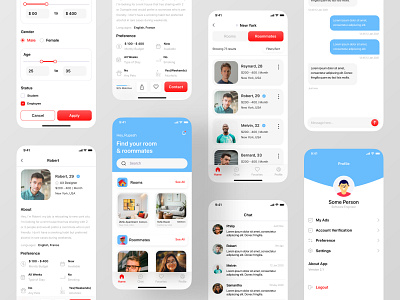 Find Rooms & Roommates App apartment app design design interface ios app minimal mobile app design modern rent rental app roommates rooms ui ui design ux ux design