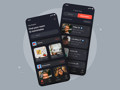 Find Room & Roommate apartment app design design flat interface interfaces ios app minimal mobile app design rental rental app room roommates ui ui design ux ux design