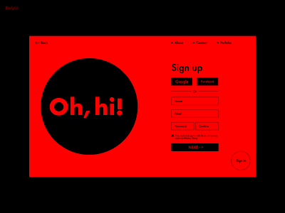 Sign Up page 100 100 day challenge 100days challenge contrast daily 100 challenge daily ui dailyui dailyuichallenge design minimal red typography ui ui design uiux ux ux design visual design web