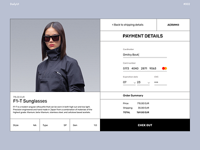 Credit Card Checkout acronym checkout clean design clean ui daily ui dailyuichallenge design fashion minimal payment payment page typography ui ui design uiux ux ux design visual design web