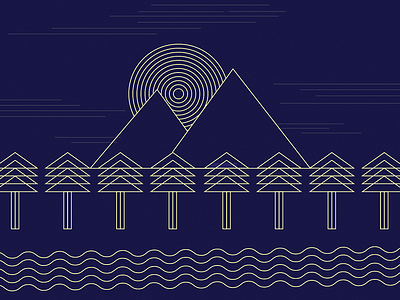 Line Art Landscape art geometric landscape line mountains shapes sun trees triangle waves