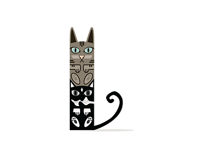 Kitty Totem cat illustration kitty pole totem vector