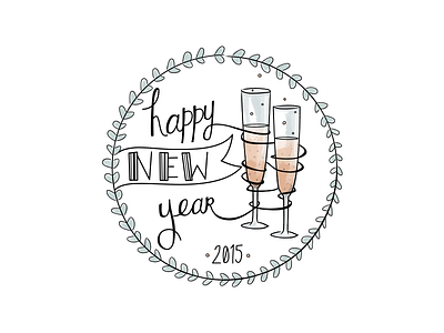 Happy New Year 2015 2015 champagne handlettering illustration lettering new years