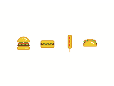 Yummy Icons corndog delicious hamburger hot dog icon junk food taco vector