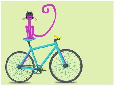 Cat Bike bike cartoon cat helmet illustration kitty neon
