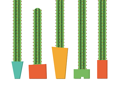 Tall Cacti cacti cactus garden illustration pot succulent vector