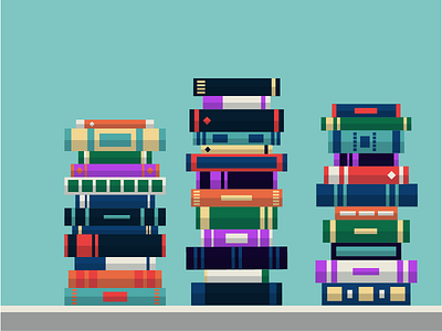 Reading Goal Unlocked book books illustration library read reading stack vector