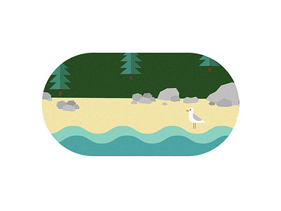 Acadia Preview - Sandy Beach acadia coast gull illustration maine national park poster sandy beach seagull vector