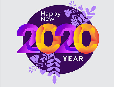 Happy New Year 2020 branding design illustration logo typography vector