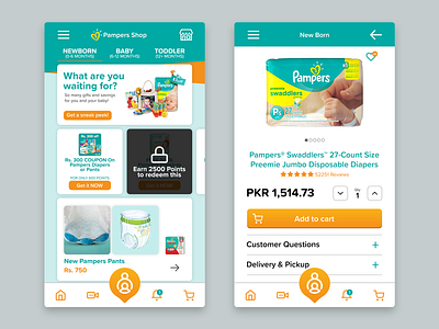 Mobile App - Pampers Mother Shop by Bilal Khan on Dribbble