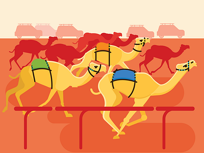 Camel racing in Dubai adobe illustrator camel design dubai flat illustration racing