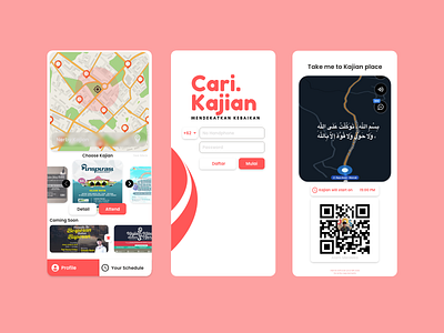 Find Kajian Islam app branding design flat typography ui ux vector