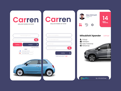 CARREN app design flat minimal mobile app mobile design mobile ui ui ux