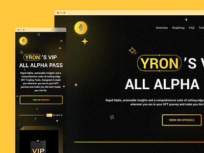 YRON'S ALPHA Landing Page branding design designer minimal modern nft simple ui uiux webdesign yellow