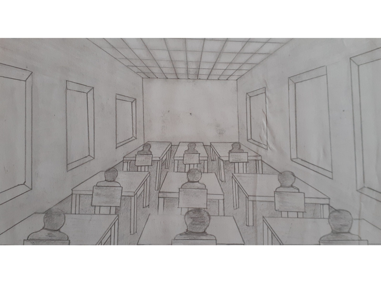 Pencil Drawing Of Tables In The Classroom Background, Easy Classroom Drawing  Picture Background Image And Wallpaper for Free Download