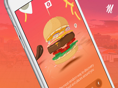 Mealery UI adventure android app application burger food fries illustration ios mobile roulette ui