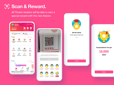 Scan & Reward gamification mobile app mobile app design mobile app development reward scan telecommunication ui ux