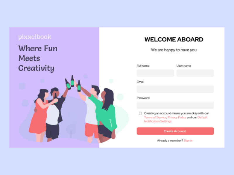 Pixxelbook, Sign Up Page. By Rakibul Hasan On Dribbble